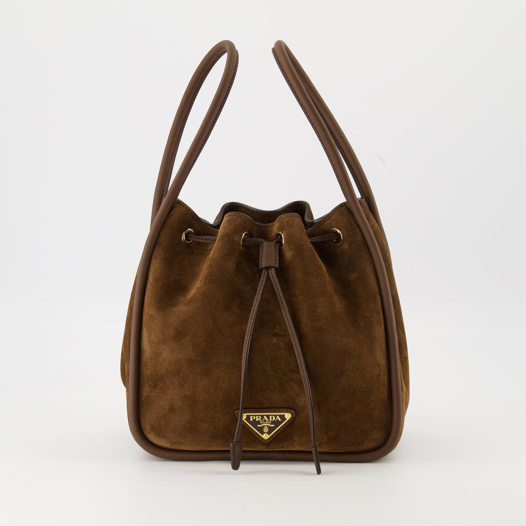Prada, mini bucket bag, suede bag, designer accessory, Autumn-Winter 2025