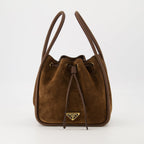 Prada, mini bucket bag, suede bag, designer accessory, Autumn-Winter 2025