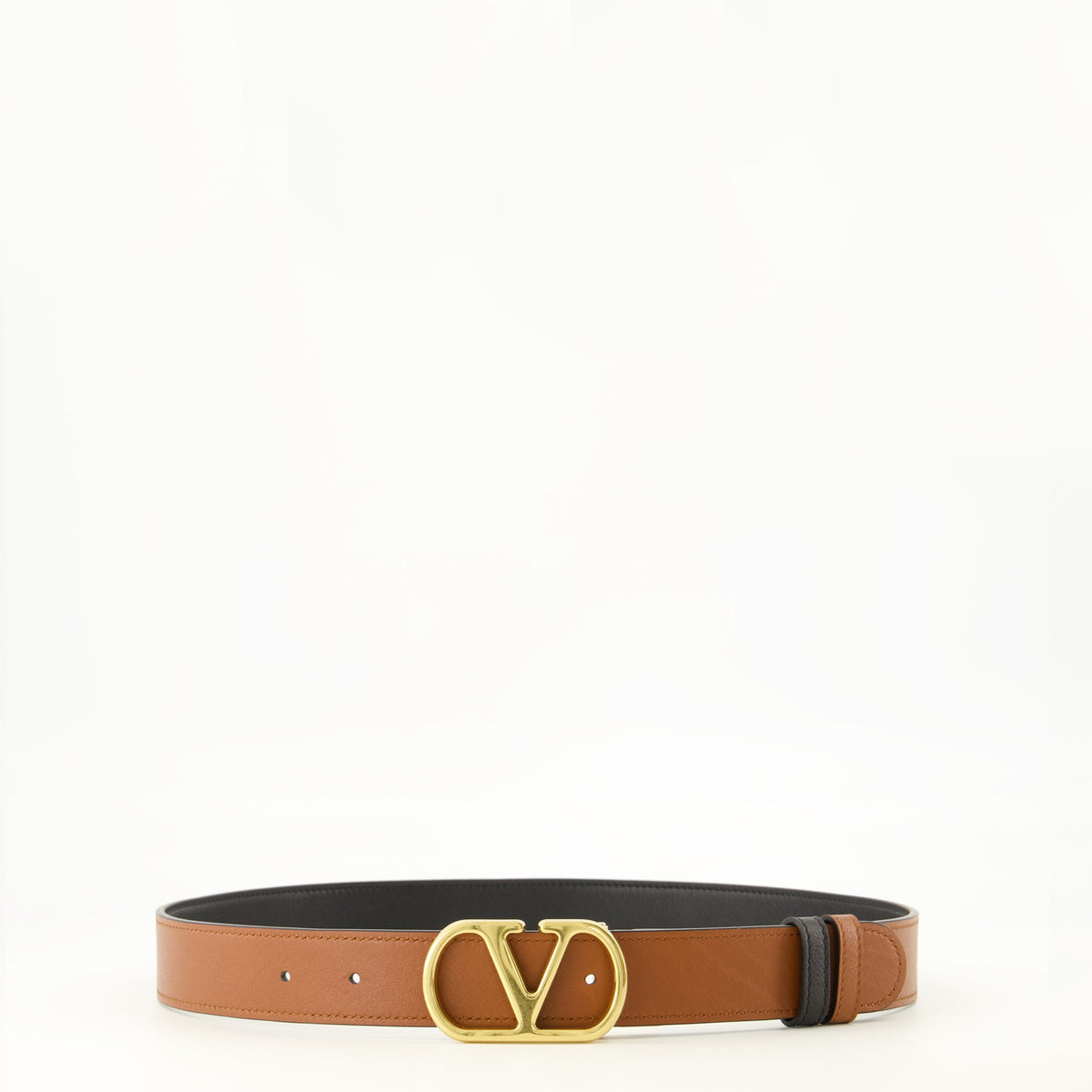 Cintura reversibile in pelle marrone VLogo