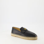 Image of VLogo Black Leather Espadrilles by Valentino Garavani for Men - Season Spring-Summer 2025 - Product detail view 1