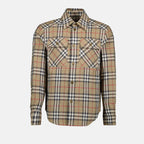 Immagine della camicia a quadri in cotone e lino di Burberry per uomo - Stagione Primavera-Estate 2025 - Vista anteriore
