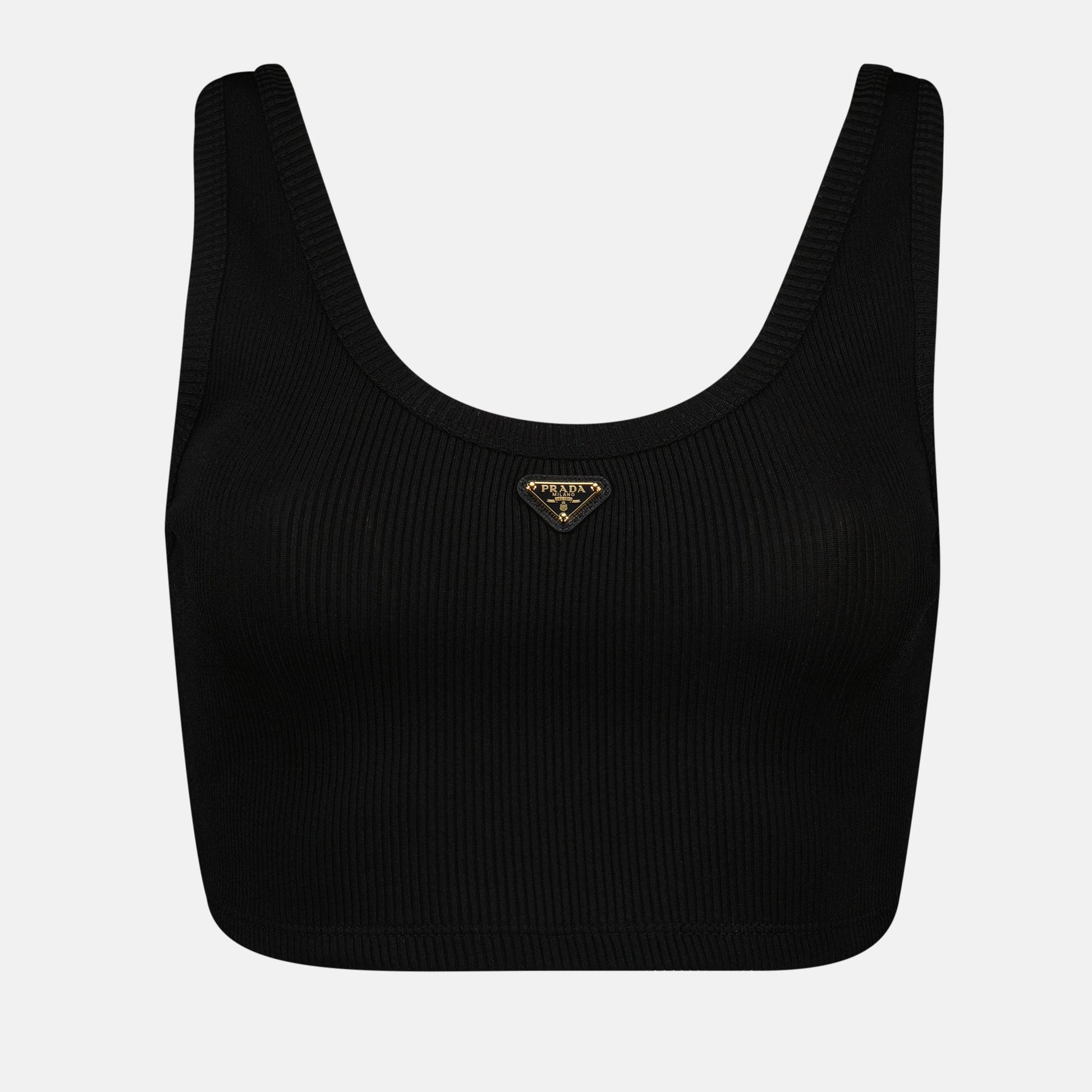 black logo bralette, viscose jersey, enamel logo, ribbed edges, spring-summer collection