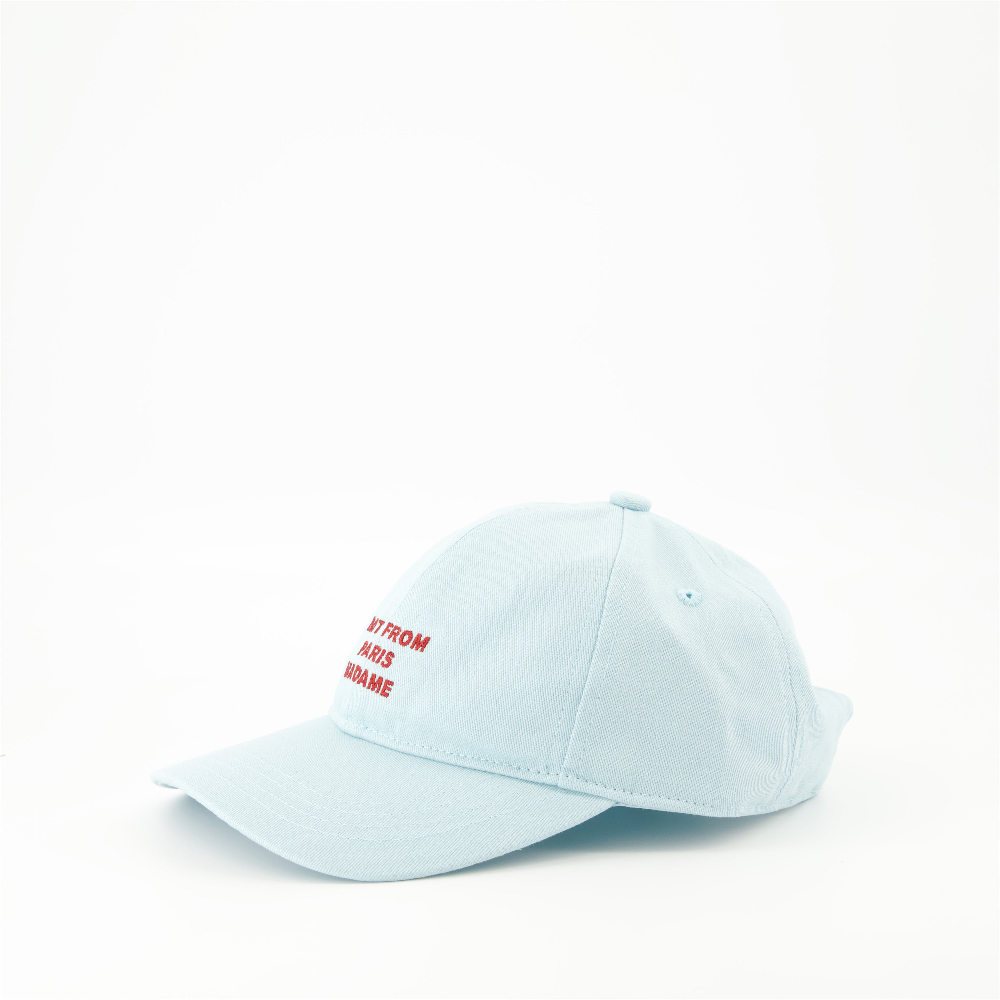 light blue cap, Drôle De Monsieur cap, adjustable slogan cap, cotton cap, breathable design
