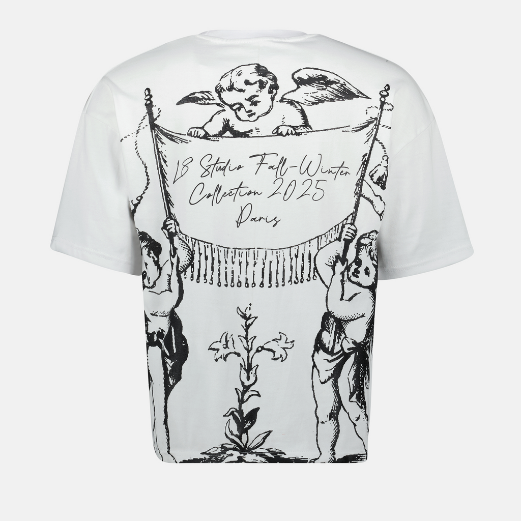 Image du T-shirt blanc Cupidon de L8 Studio pour hommes - Saison Printemps-Été 2025 - Vue arrière