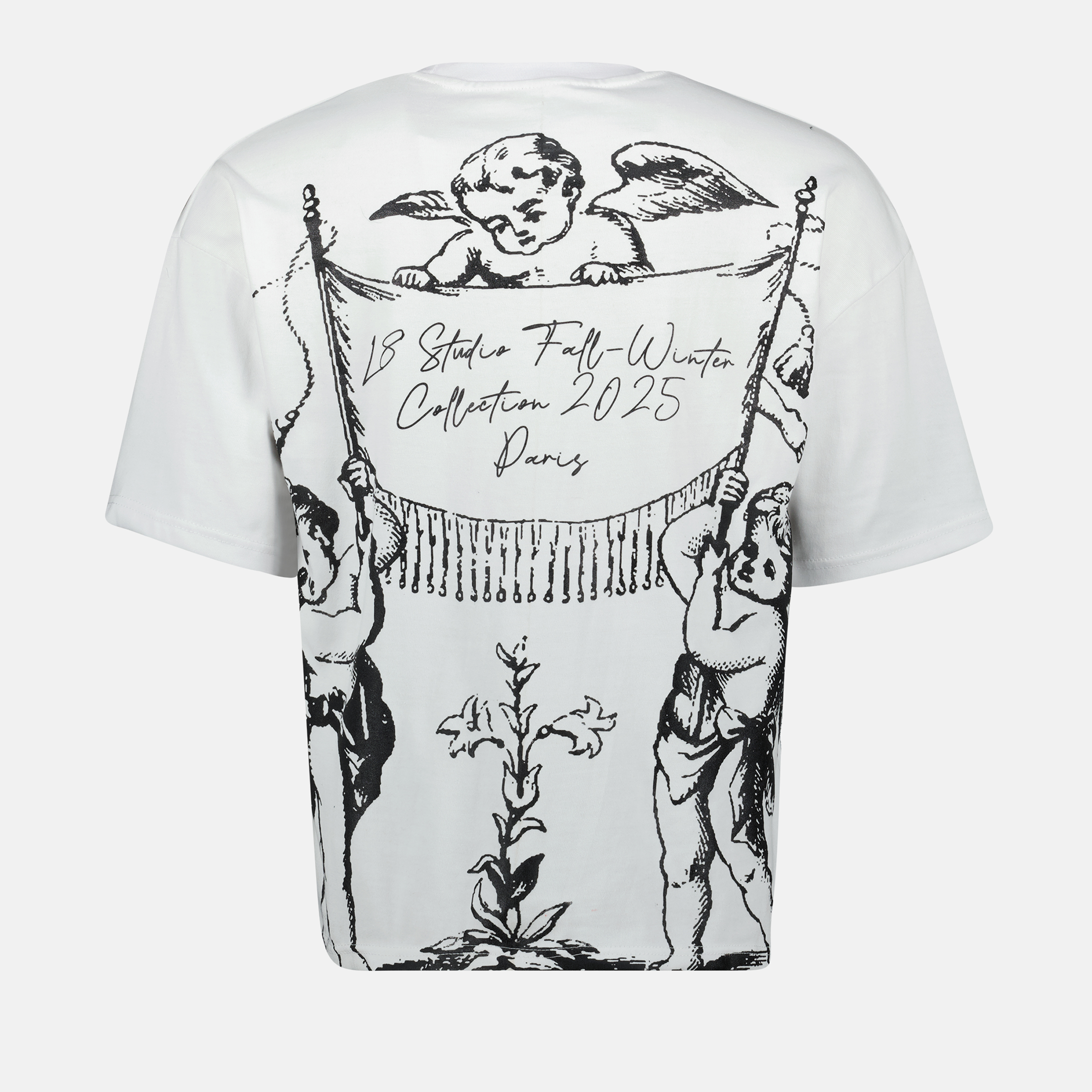 Image du T-shirt blanc Cupidon de L8 Studio pour hommes - Saison Printemps-Été 2025 - Vue arrière