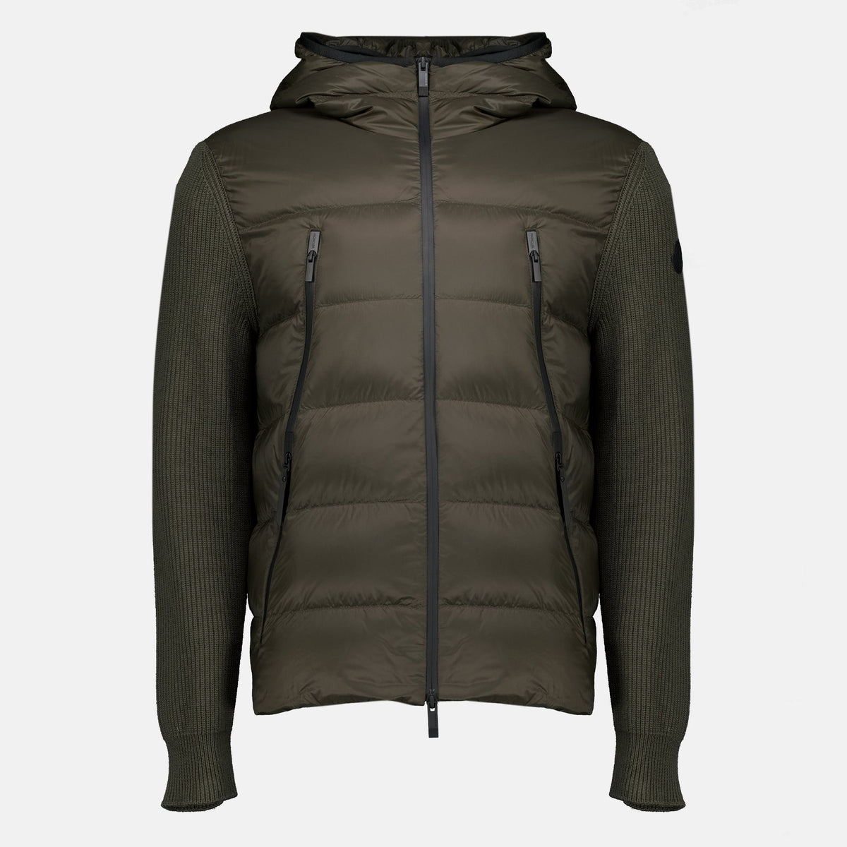 Schwarze Strickjacke aus Wolle und Nylon mit Reißverschluss