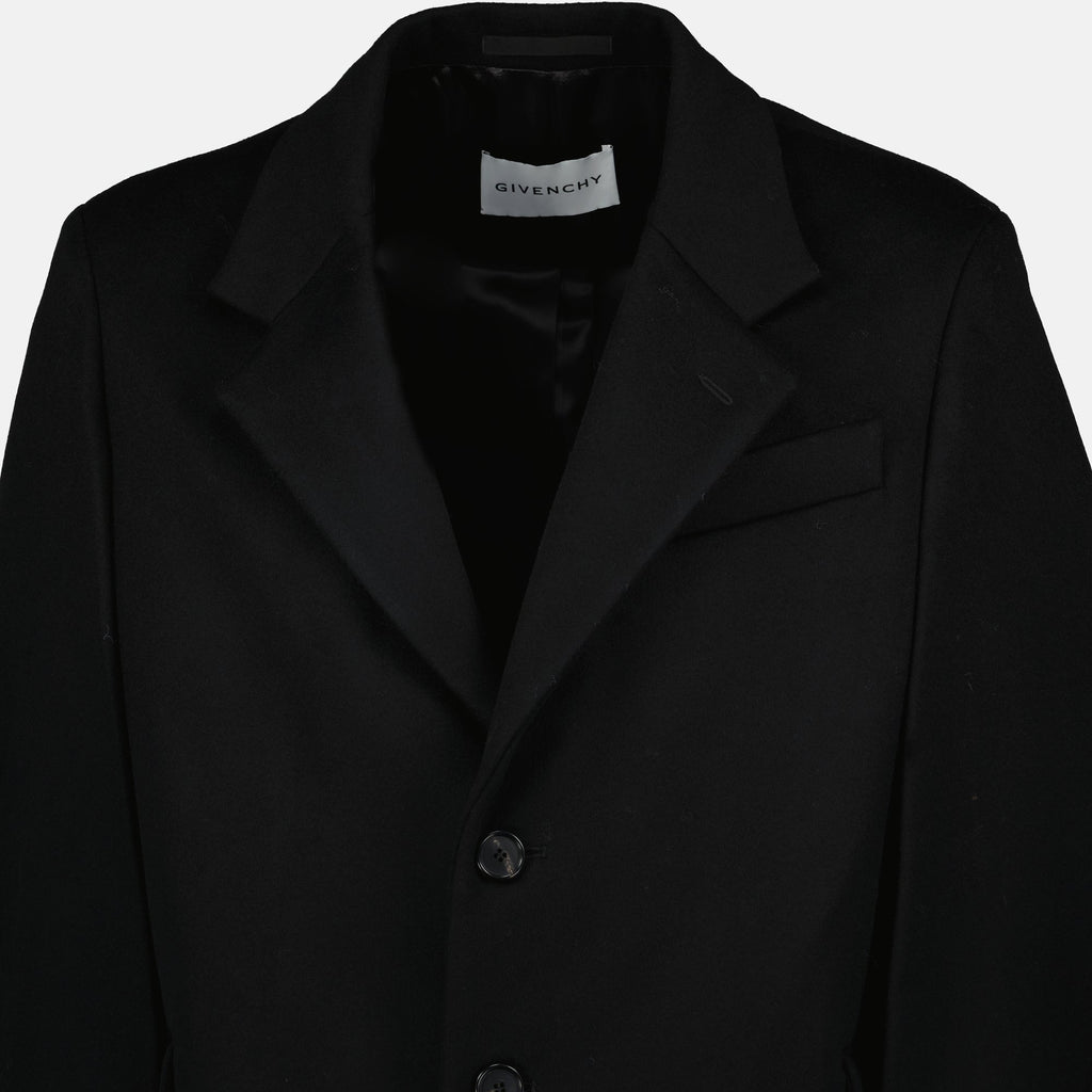 Givenchy coat, black wool coat, cashmere outerwear, luxury coat, Autumn-Winter collection