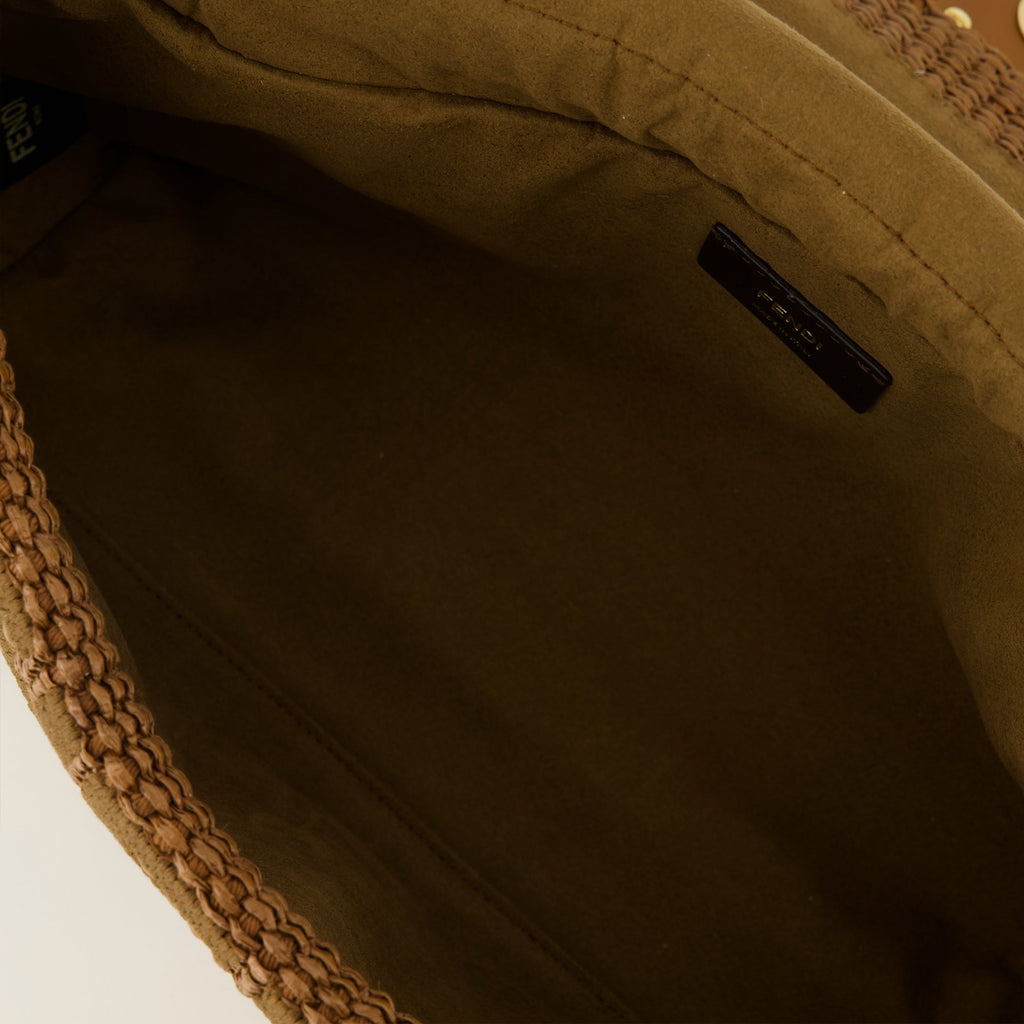 Mamma Baguette Medium Efeito Raffia Castanho