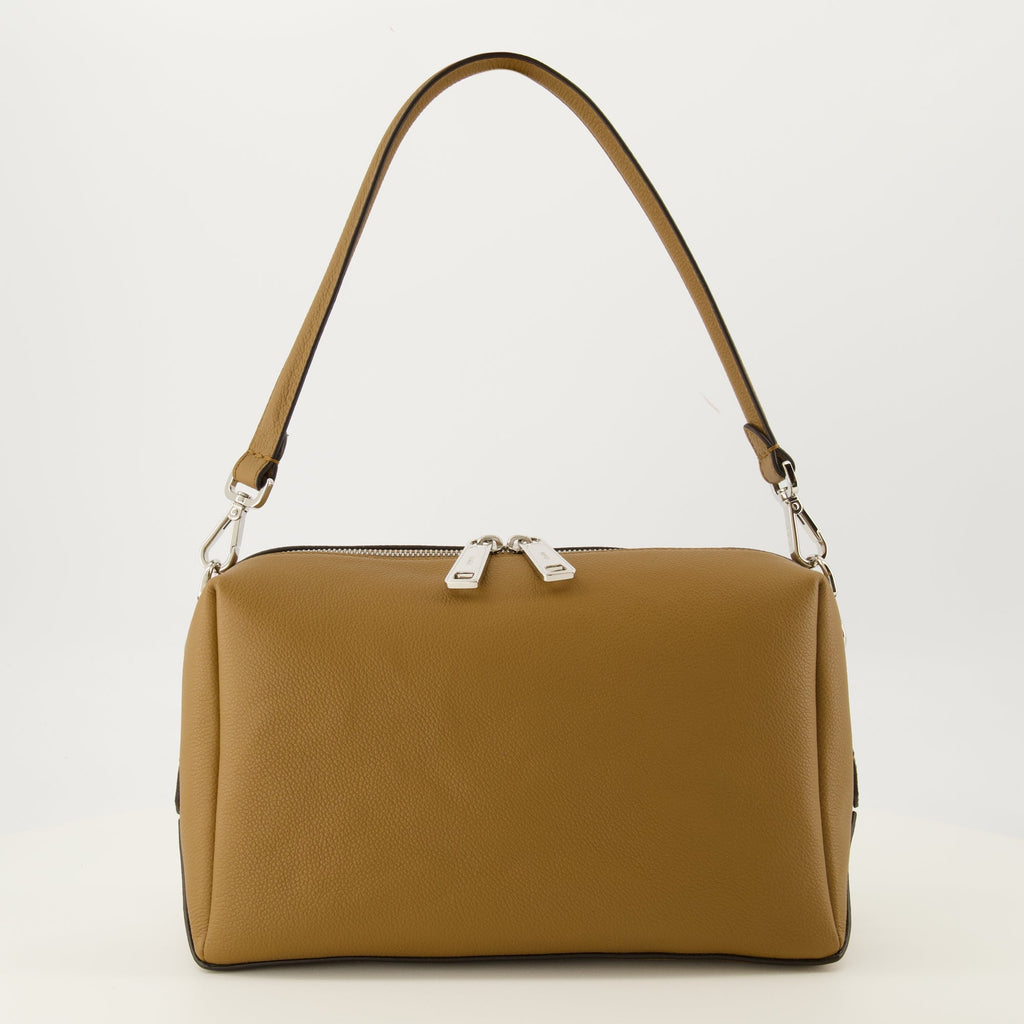 Fendi handbag, Le Sac Fendi Lui medium, camel-grained calf leather, elegant handbag, versatile leather bag