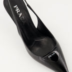 Prada, Saffiano leather heels, black pumps, Fall-Winter 2024, luxury women's shoes