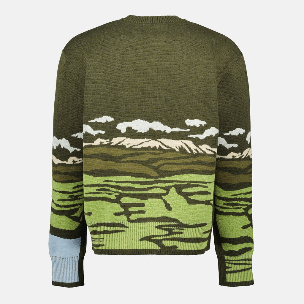 Kaki Wool Landscape Sweater