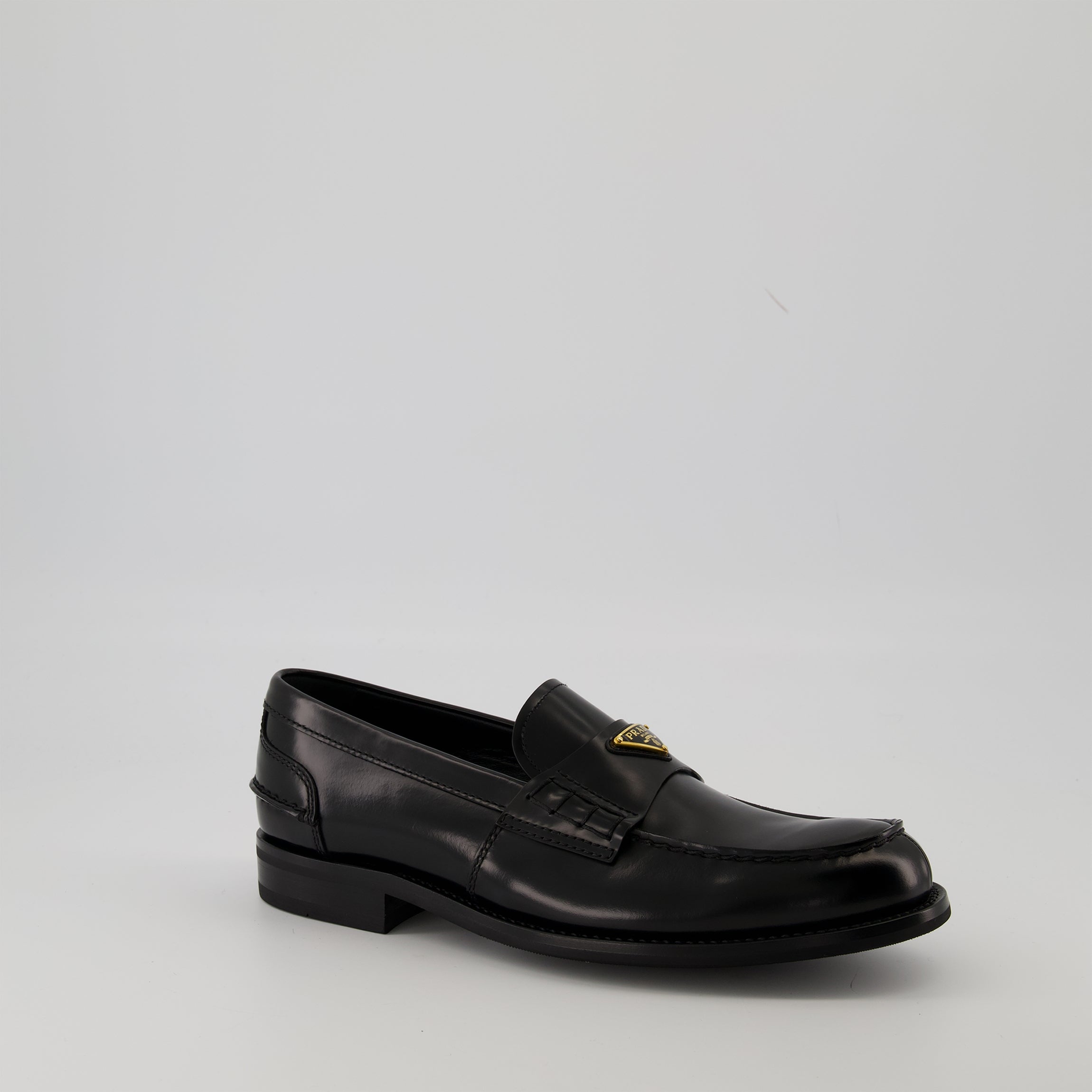 Prada moccasins, brushed leather footwear, slip-on shoes, men's luxury shoes, round toe moccasins