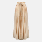 Beige gestreifte lange Seidenrock