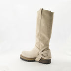 beige suede boots, Diesel Texan boots, mid-height boots, leather sole boots, Spring-Summer 2025 collection
