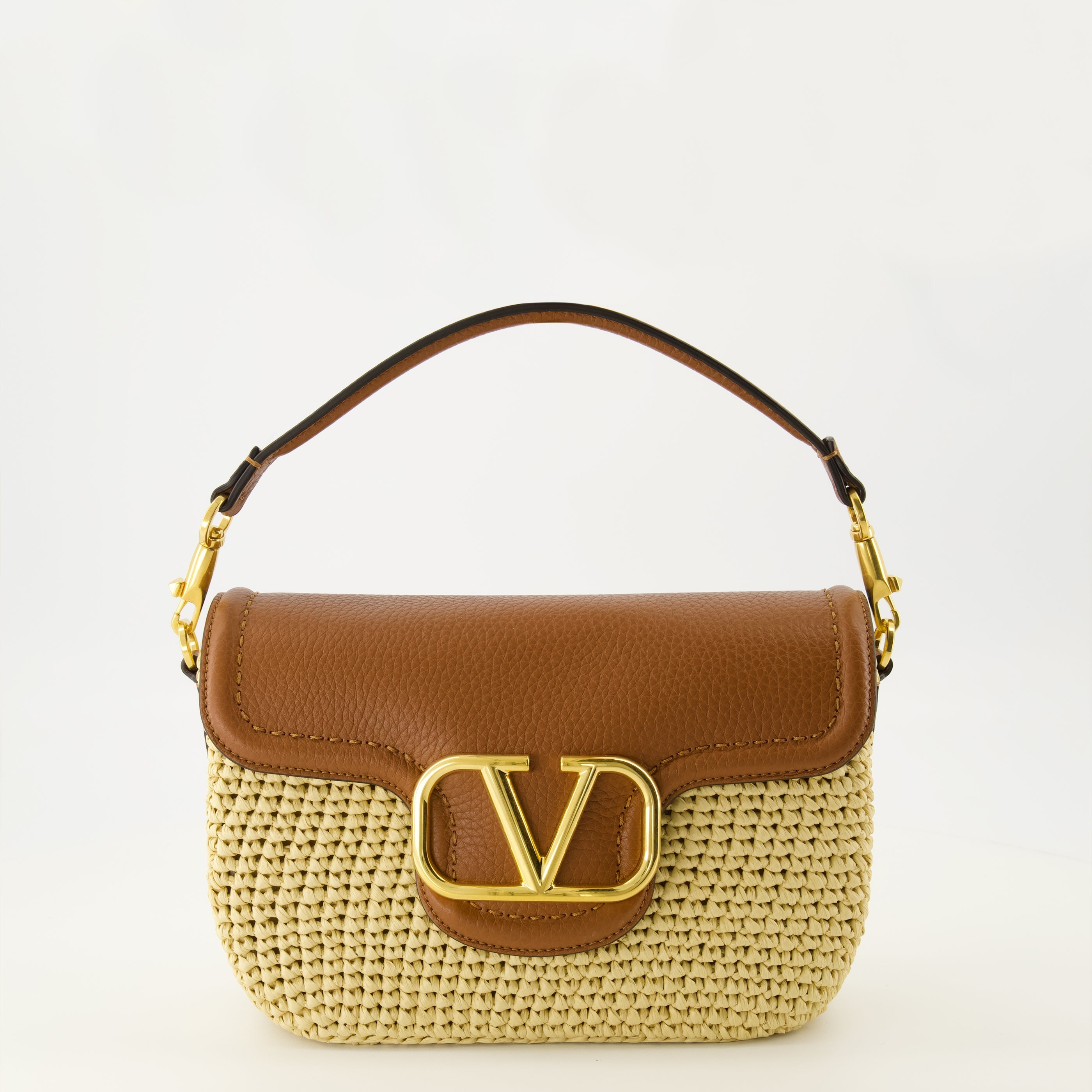 Borsa in Raffia Beige e Pelle