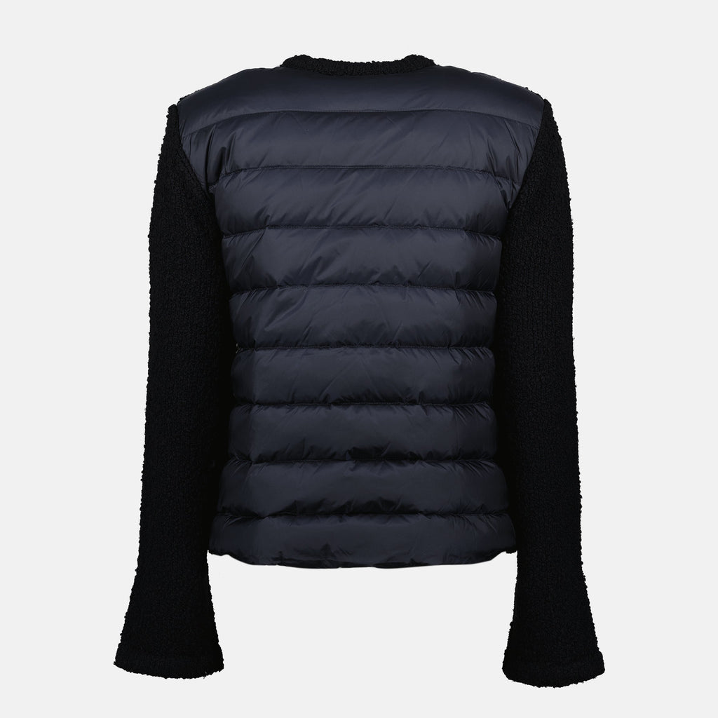 Moncler cardigan, bi-material cardigan, navy cardigan, wool nylon blend, Autumn-Winter 2025