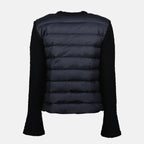 Moncler cardigan, bi-material cardigan, navy cardigan, wool nylon blend, Autumn-Winter 2025