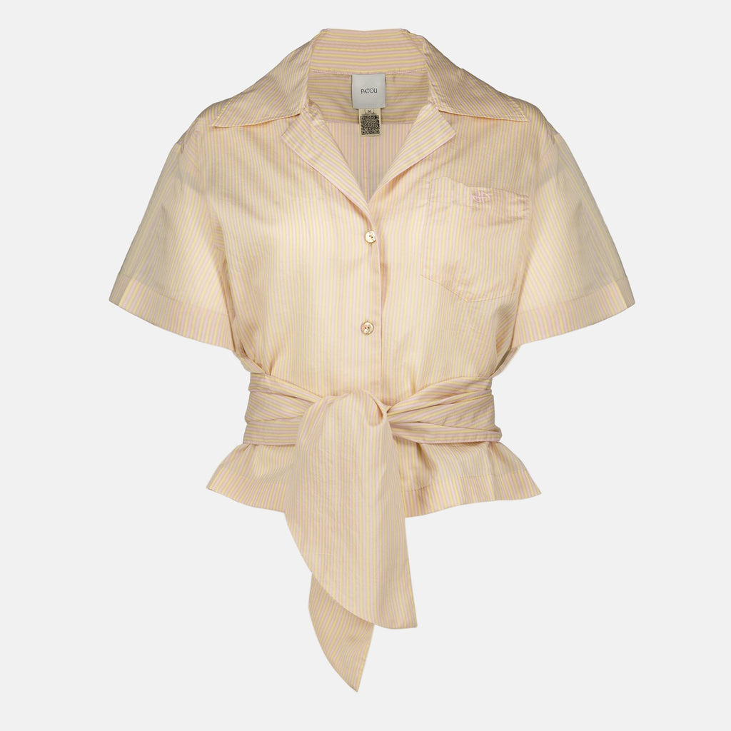 Camisa de Seda Bege Anudada