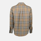 Immagine della camicia a quadri in cotone e lino di Burberry per uomo - Stagione Primavera-Estate 2025 - Vista dettaglio 2