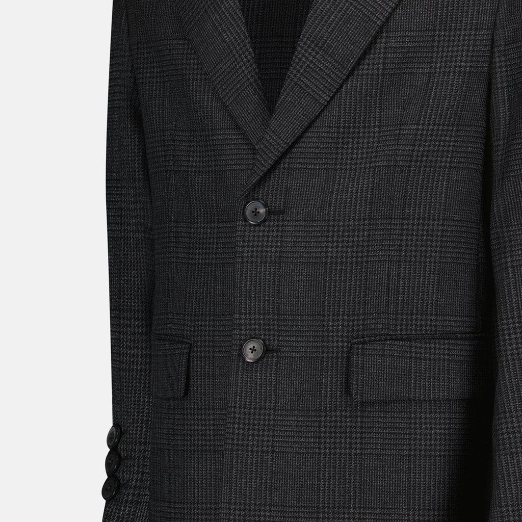 Imagem do casaco de lã com padrão xadrez da Prada para Homens - Temporada Outono-Inverno 2024 - Vista dos detalhes do produto 2