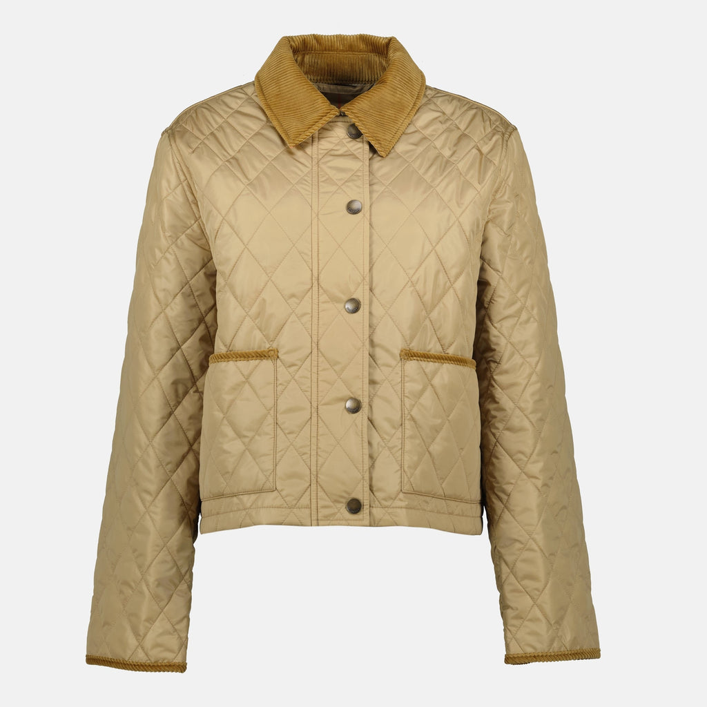 Burberry jacket, quilted jacket, beige outerwear, Fall-Winter collection, designer women's jacket