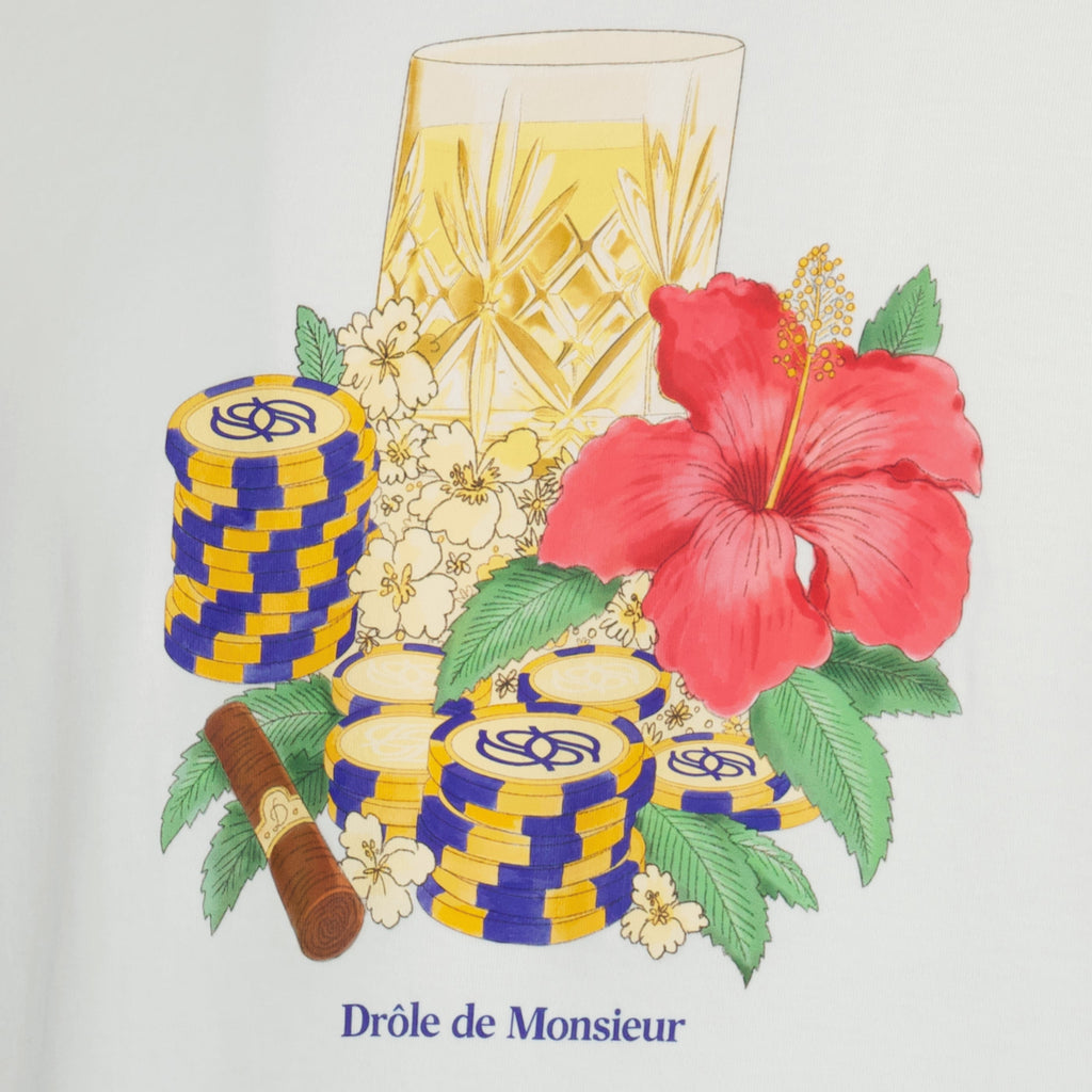 T-shirt blanc Hibiscus Club - Drôle de Monsieur