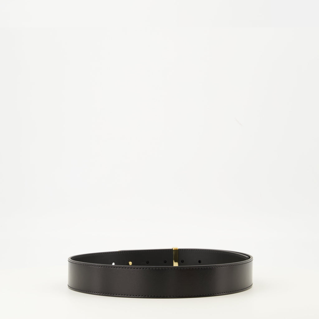 Givenchy belt, leather belt, adjustable belt, gold metal buckle, designer accessories