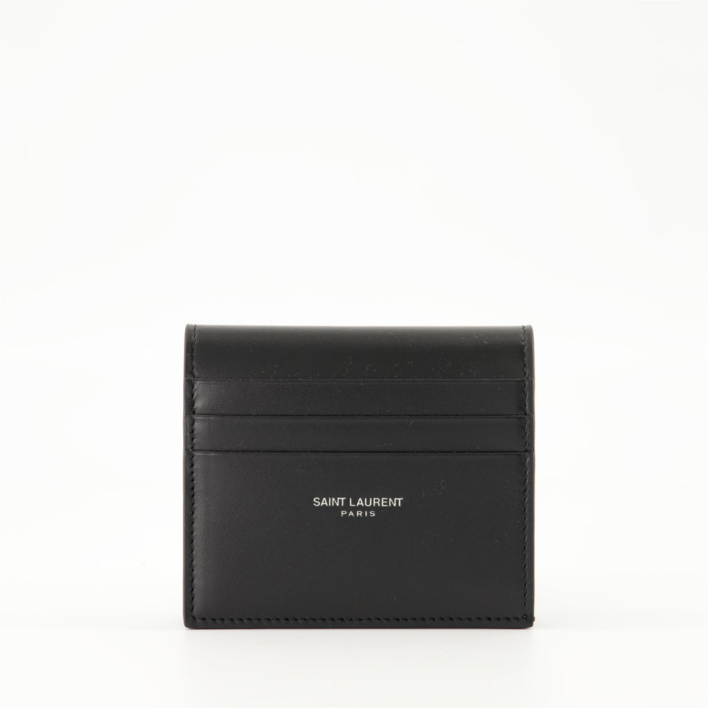 leather card holder, Saint Laurent accessories, card holder, smooth leather wallet, stylish card case
