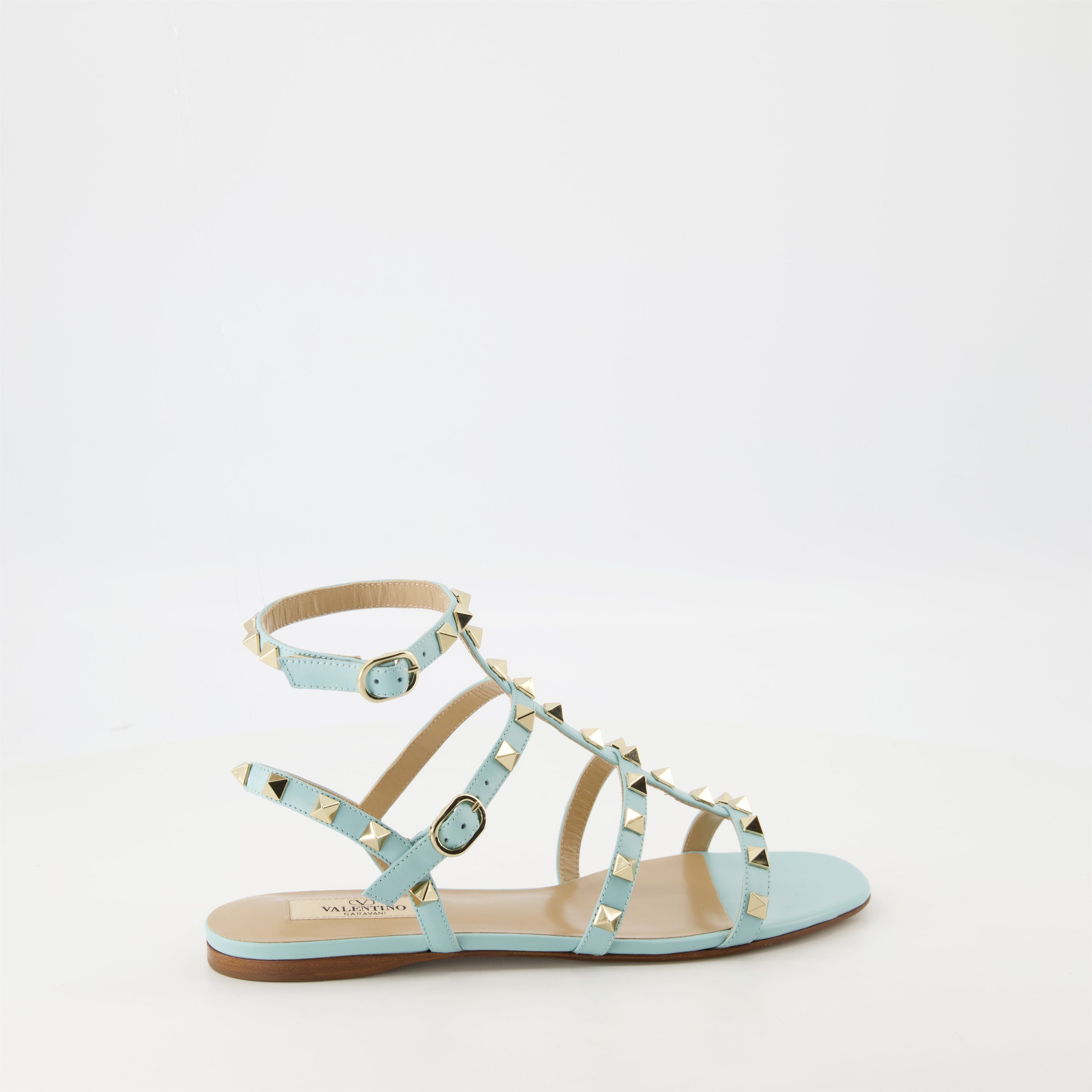 Light Blue Sandals, Rockstud Sandals, Valentino, Women’s Footwear, Designer Sandals