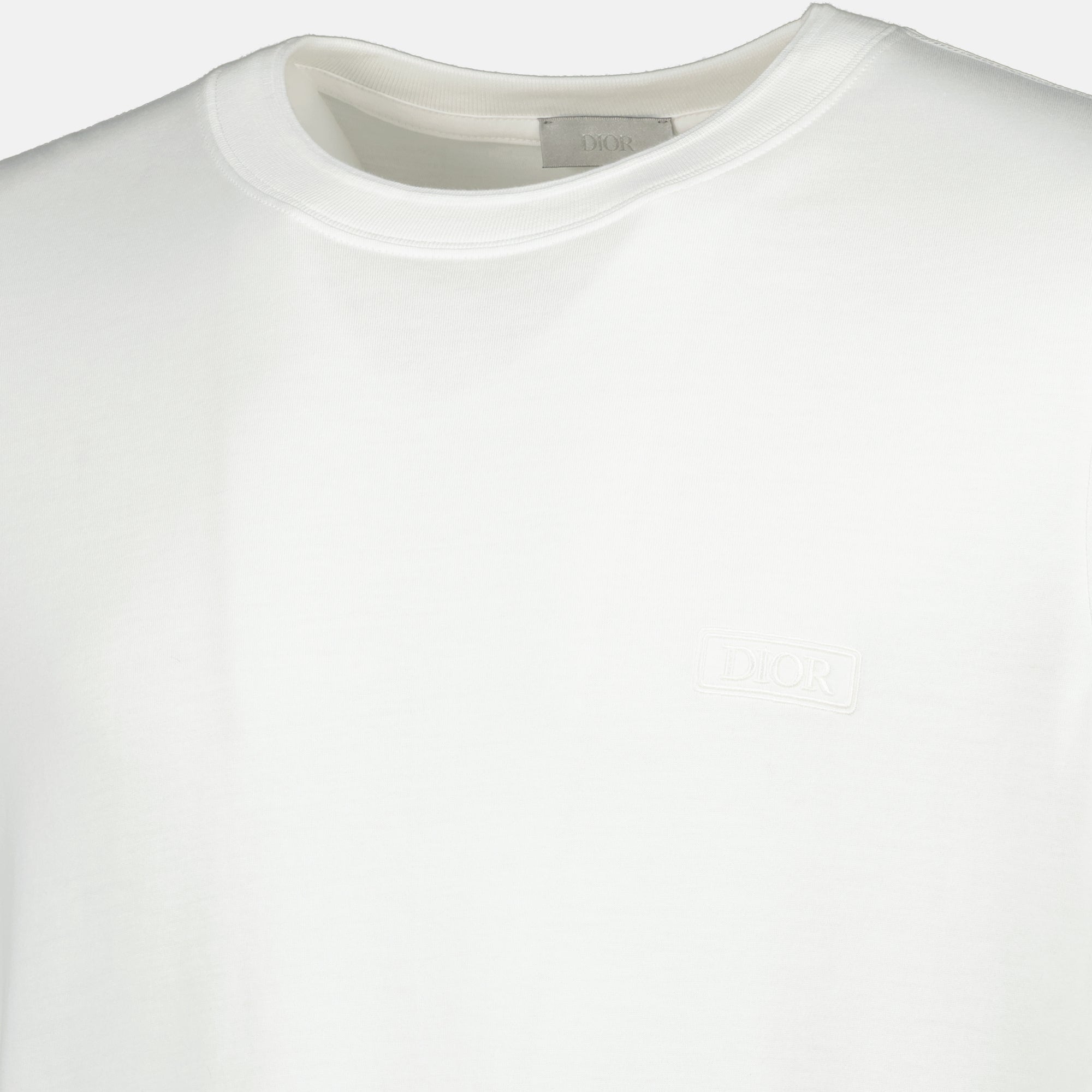 Dior T-shirt, white T-shirt, men's fashion, embroidered logo, cotton clothing