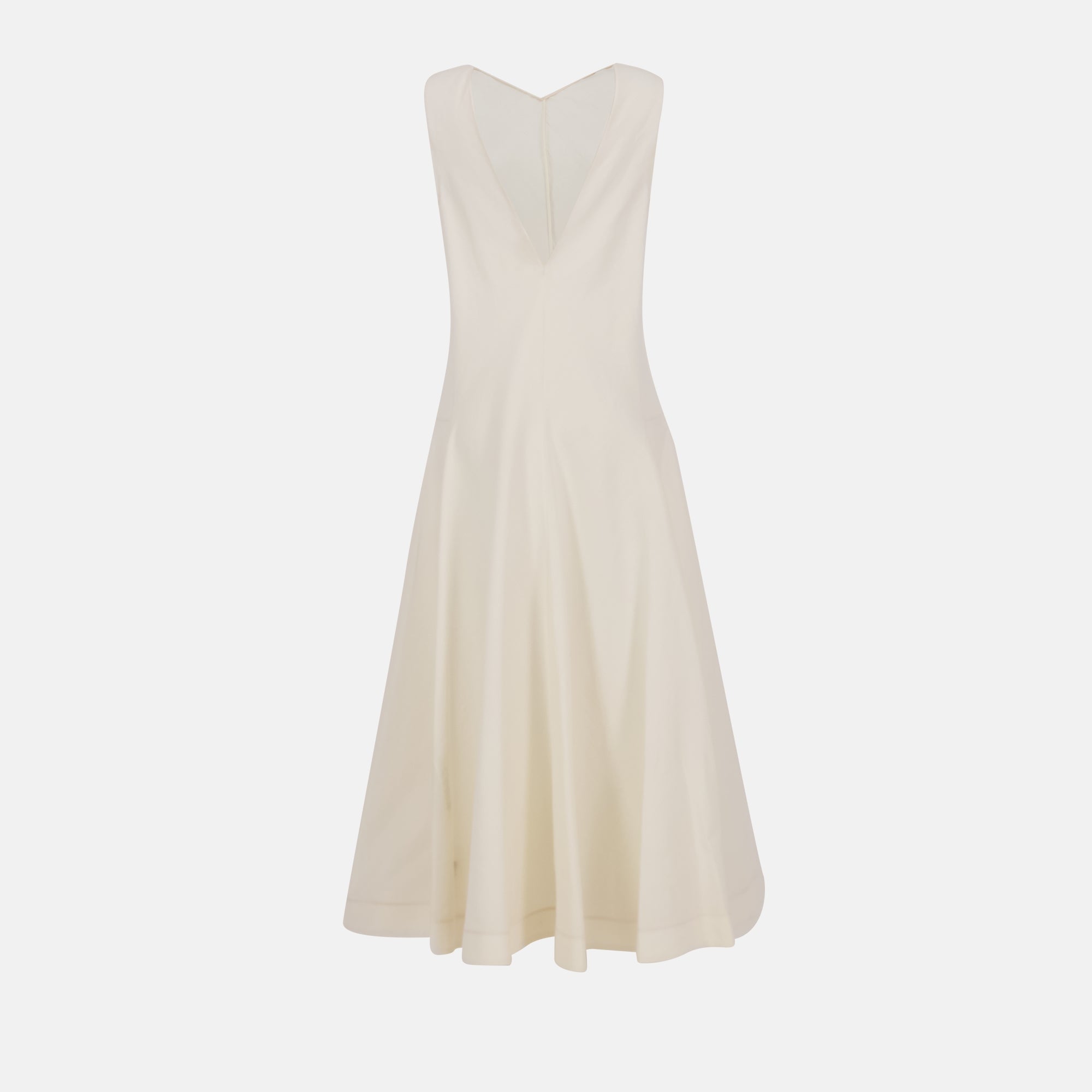 Khaite dress, silk organza dress, V-neck dress, sleeveless dress, beige dress