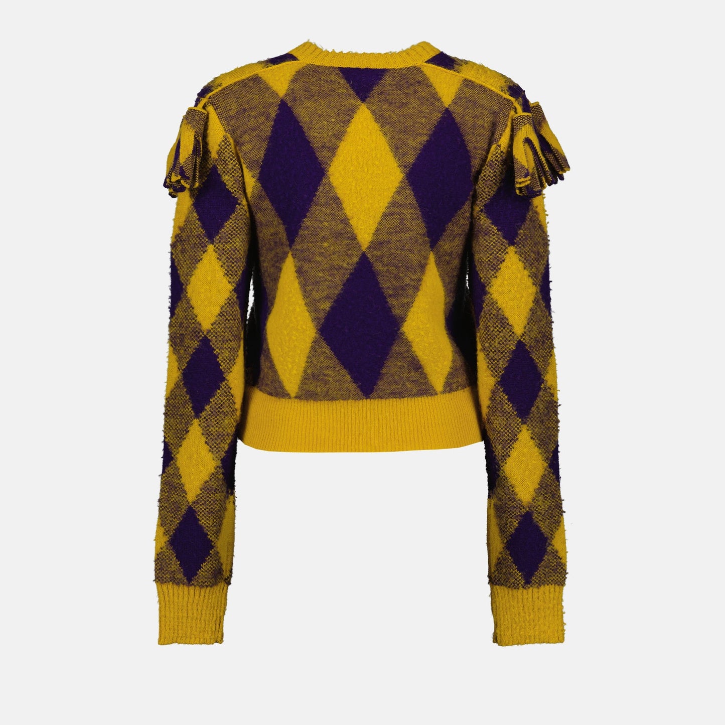 Burberry Argyle sweater, luxury wool sweater, yellow knitwear, high-end fashion, designer wool pullover