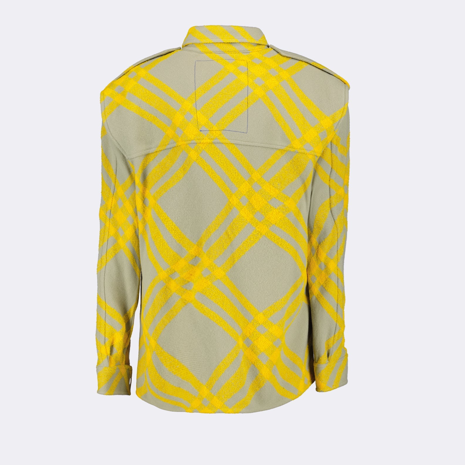 Burberry overshirt, wool shirt, checkered overshirt, luxury overshirt, yellow and green wool tops