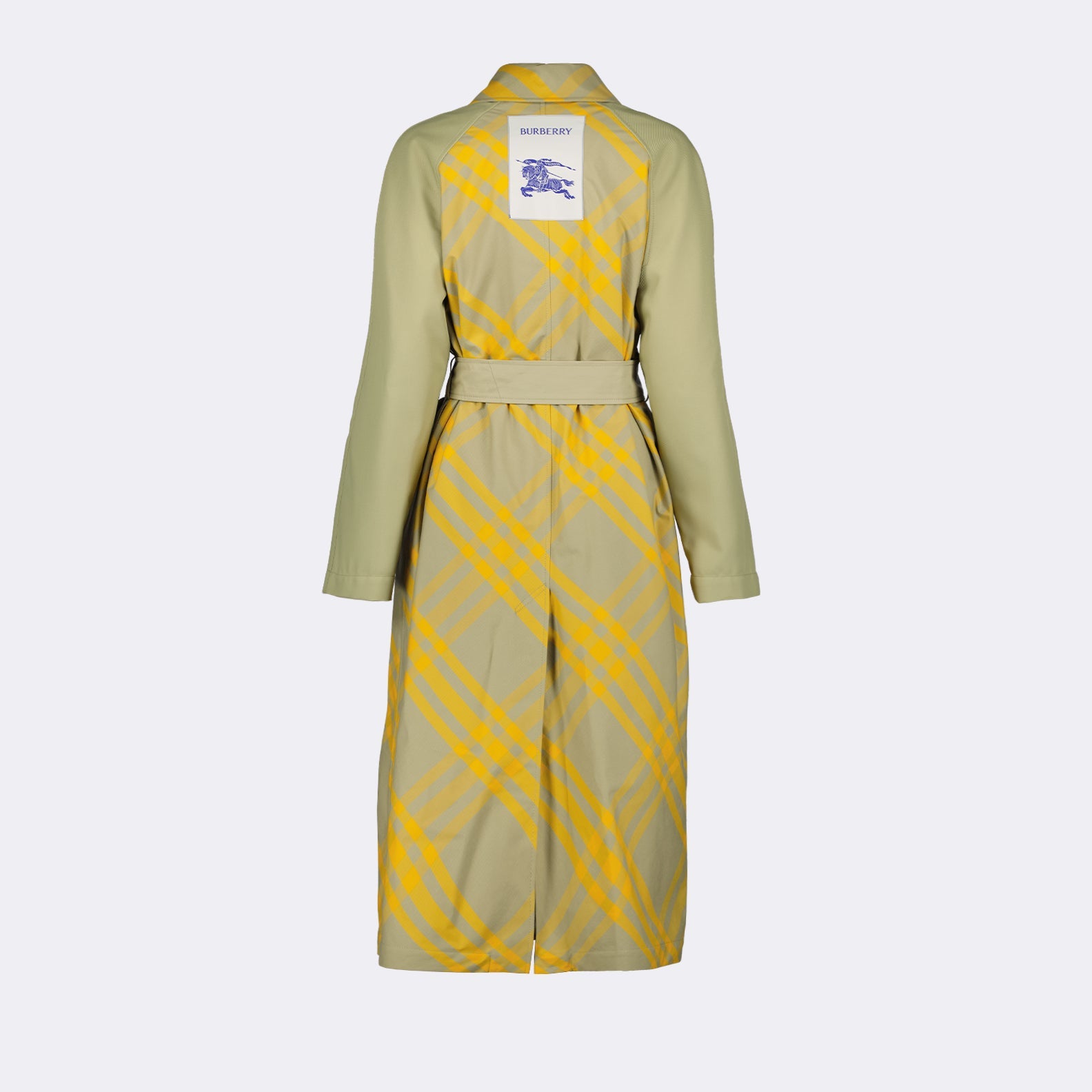 luxury trench coat, reversible coat, Burberry trench coat, yellow check coat, high-end fashion