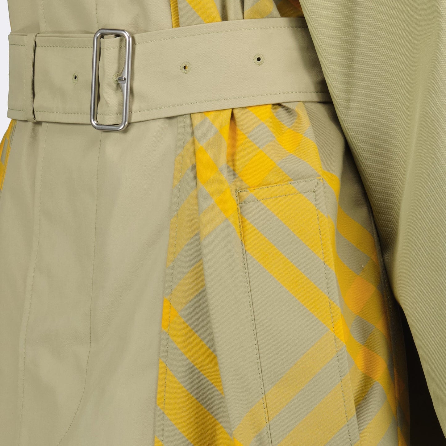 luxury trench coat, reversible coat, Burberry trench coat, yellow check coat, high-end fashion