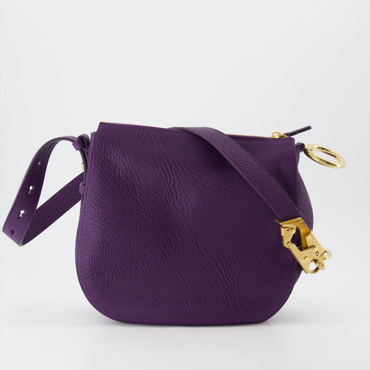 Petit Knight Bag, Burberry, Textured Leather Bag, Violet Leather Bag, Luxury Accessories