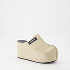 Coperni, suede mules, platform mules, luxury footwear, designer mules