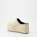 Coperni, suede mules, platform mules, luxury footwear, designer mules