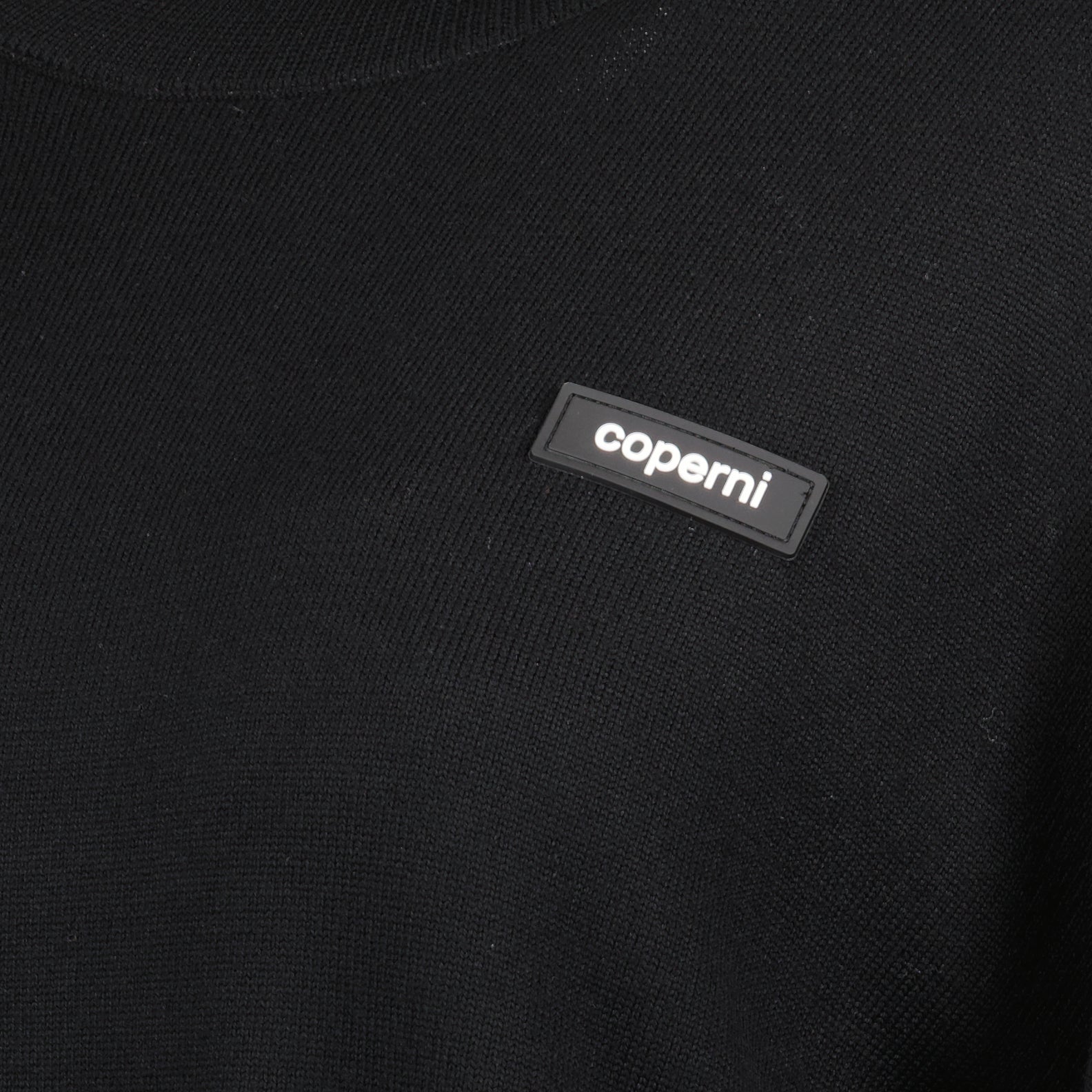 Coperni sweater, black knit sweater, luxury knitwear, logo sweater, high-end fashion