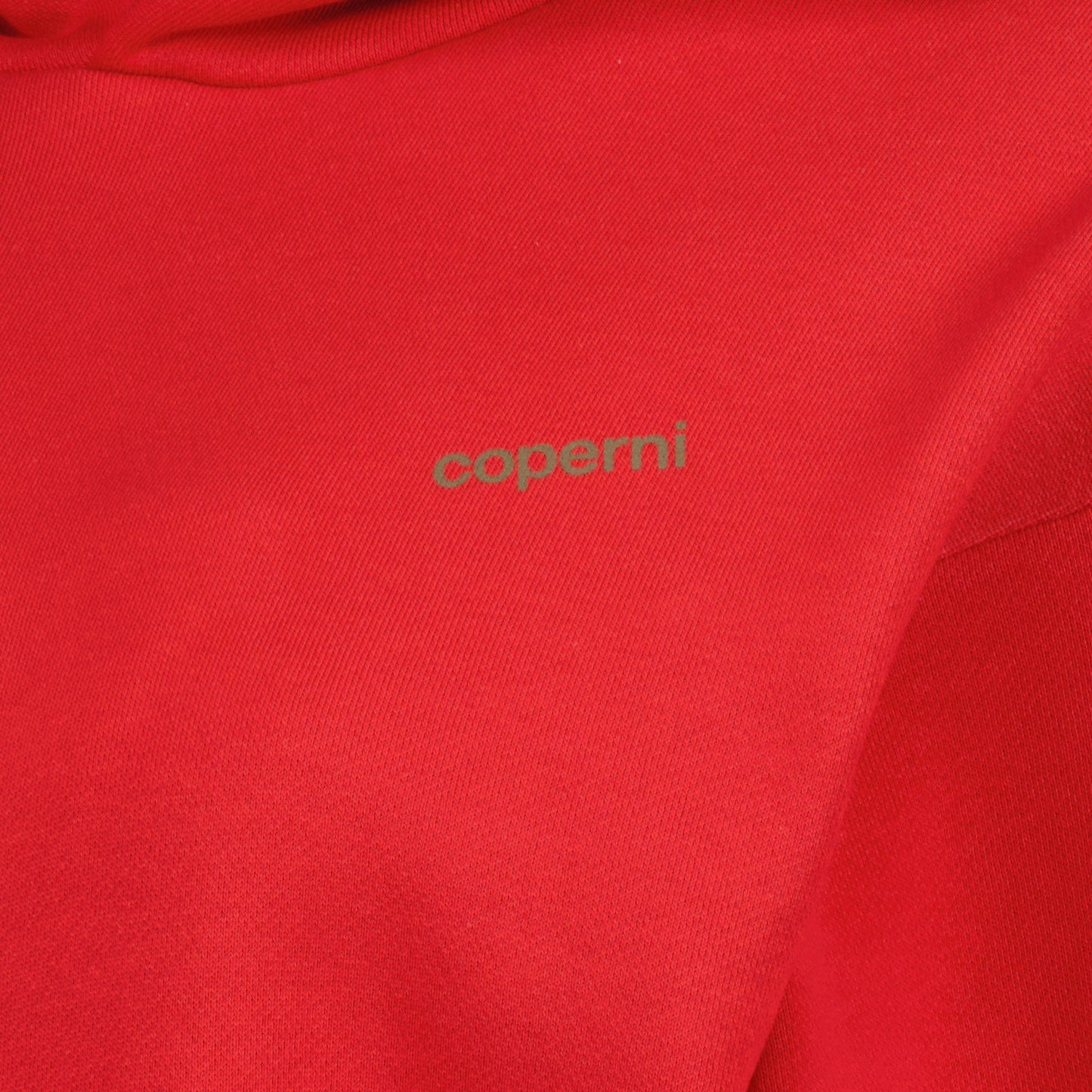 Red hoodie, C logo, Coperni, luxury streetwear, urban chic