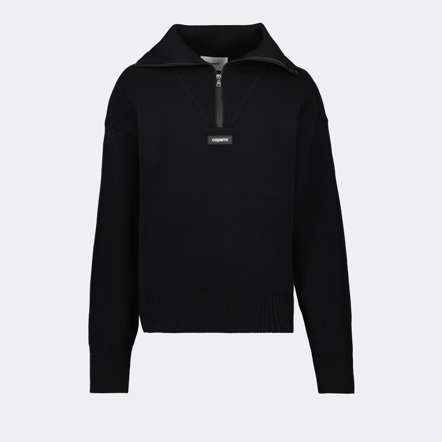 luxury pullover, black zip collar sweater, Coperni pullover, elegant menswear, high-end fashion