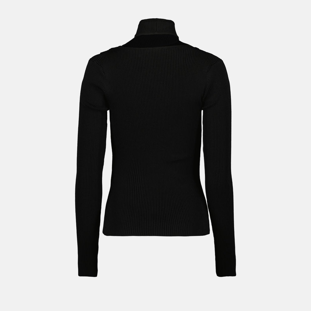 luxury turtleneck, Coperni, black cutout sweater, designer knitwear, high-end fashion