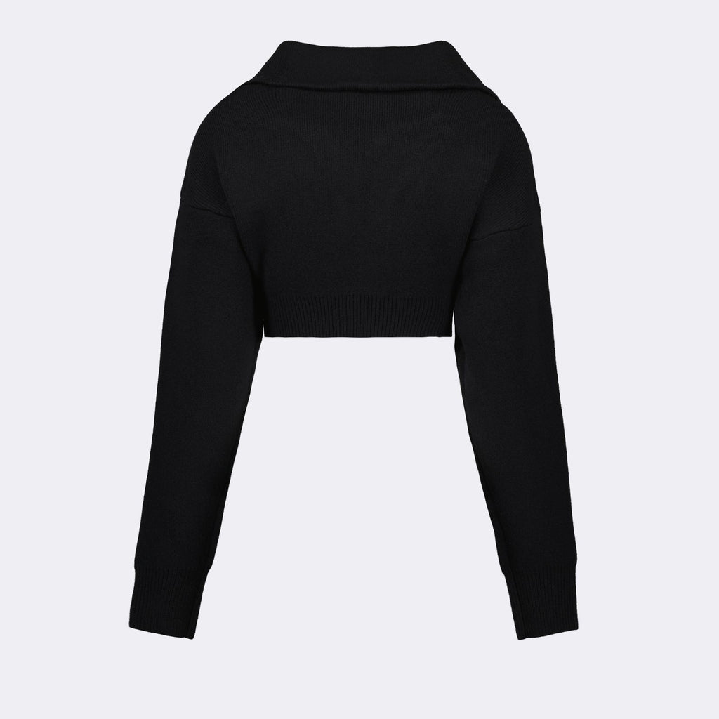 black crop sweater, Coperni logo sweater, luxury ready-to-wear, designer crop sweater, upscale fashion