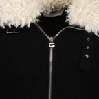 shearling collar bodysuit, luxury bodywear, Coperni bodysuit, black bodysuit, designer fashion