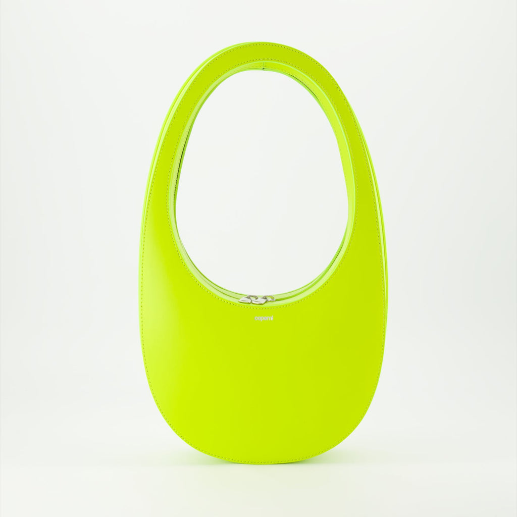 Coperni leather bag, black leather handbag, luxury swipe bag, designer accessories, avant-garde fashion