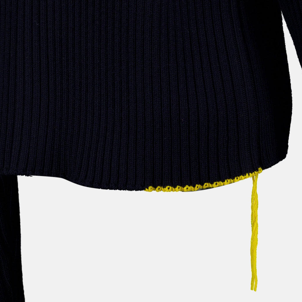 Cardigan con zip in lana a coste