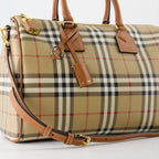 Burberry Bowling Bag, Beige Check Bag, Vintage Pattern Bag, Leather and Polyurethane Bag, Designer Handbag