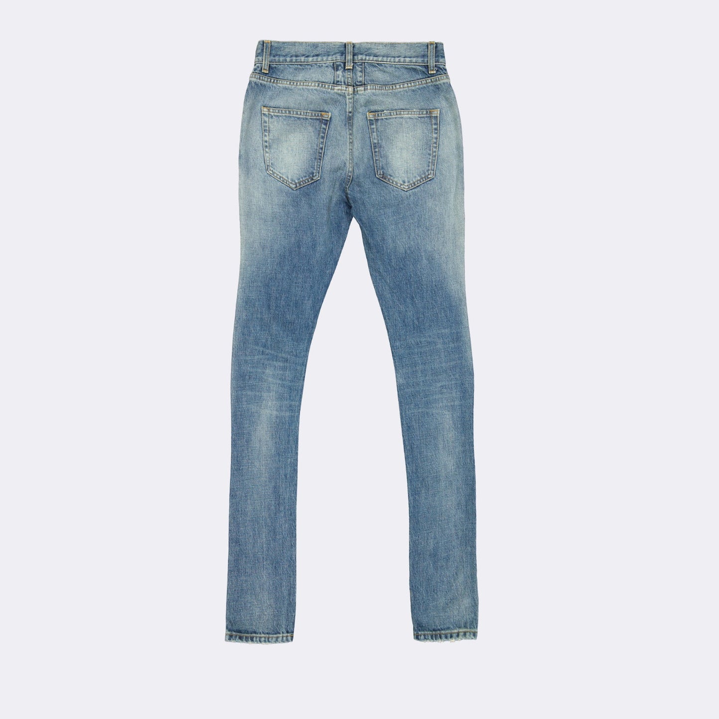 luxury jeans, Saint Laurent, straight-leg jeans, washed denim, designer fashion