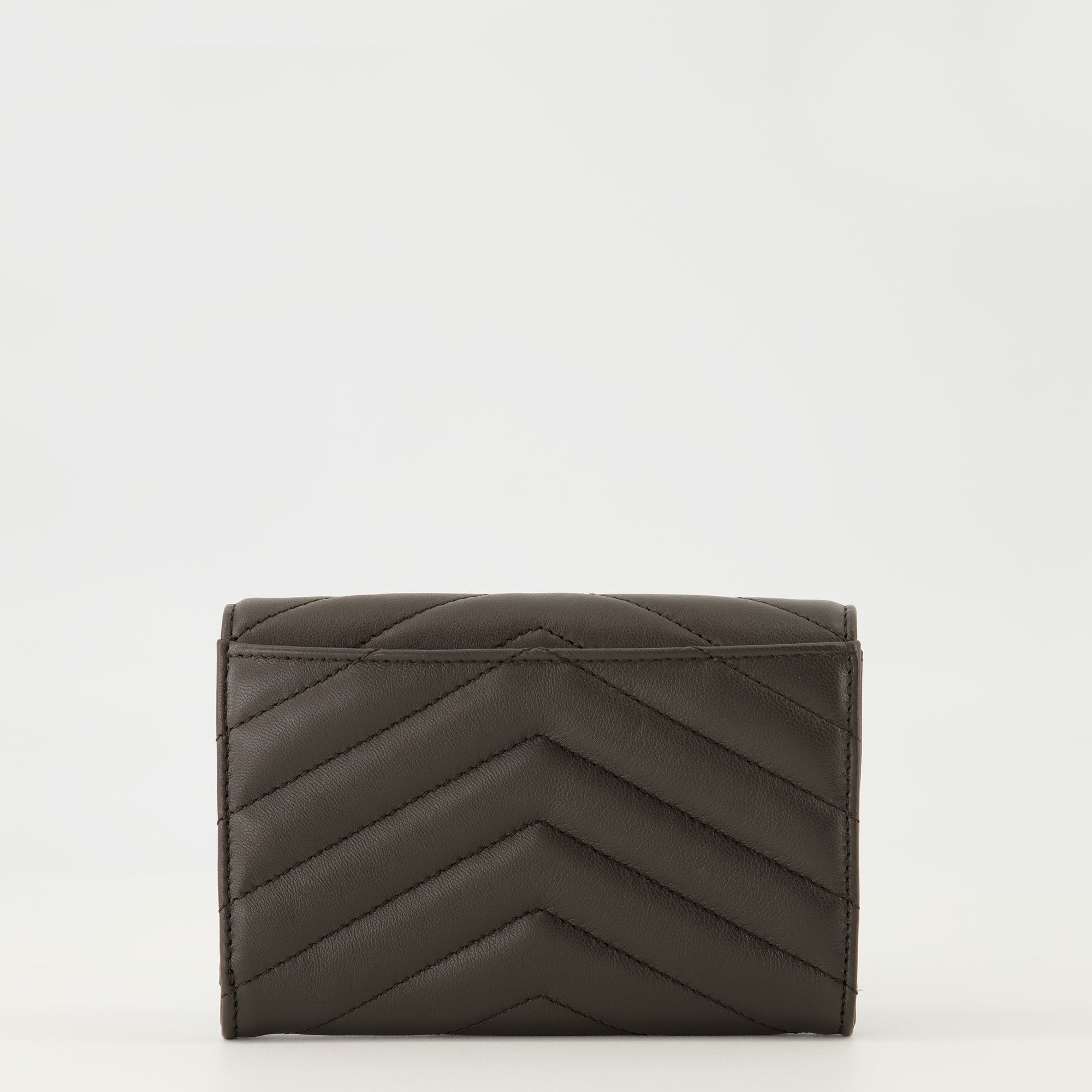 Cassandre wallet, Saint Laurent, dark brown wallet, luxury accessories, chevron pattern wallet