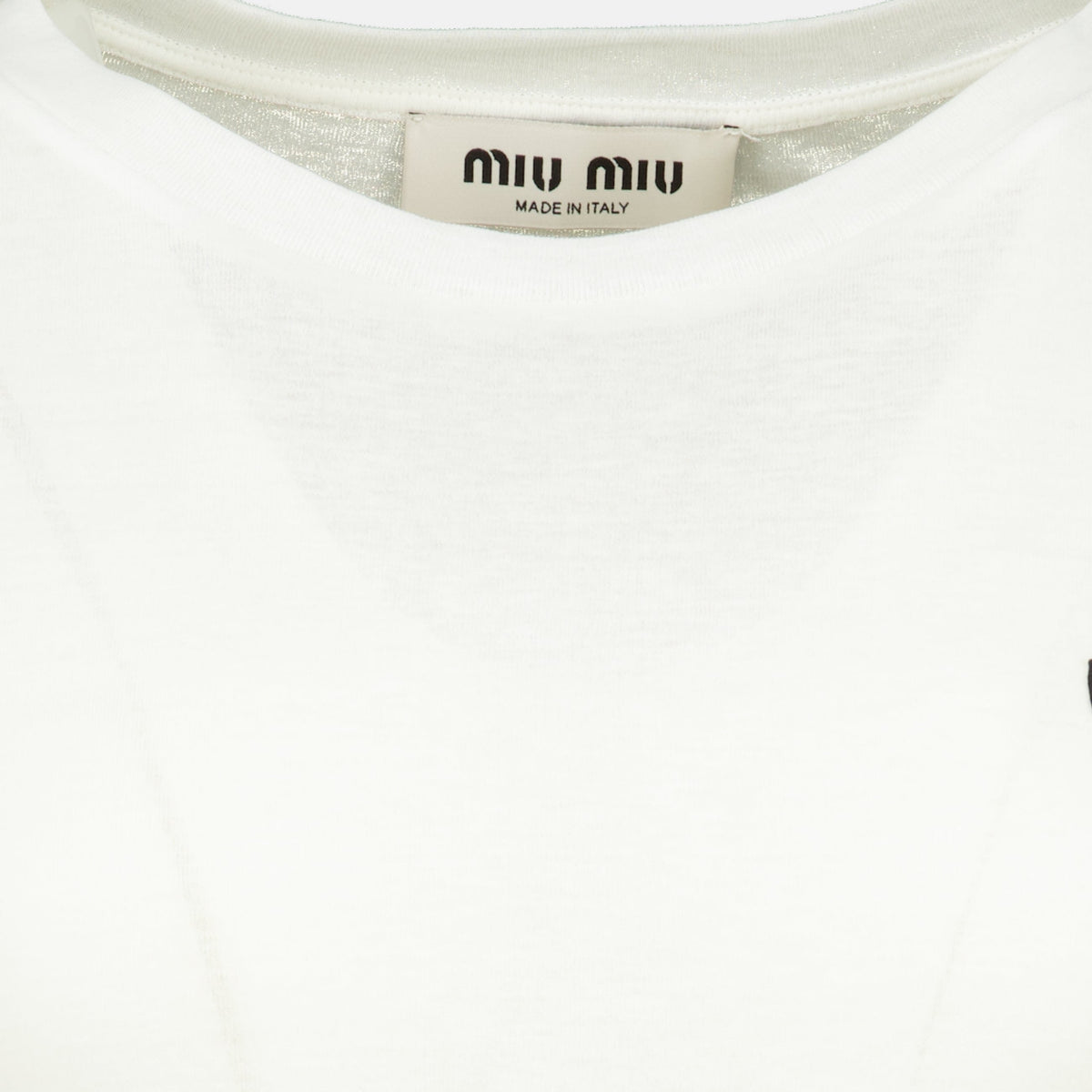 Weißes T-Shirt aus gerippter Baumwolle